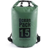 Huitich waterproof outdoor shoulder bag in green with 15 liter capacity and roll-top closure